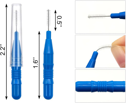 Quacc 50pcs Soft Interdental Brush Flossers, Blue, Oral Flossing Head Tooth Cleaning Tool for Effective Dental Care