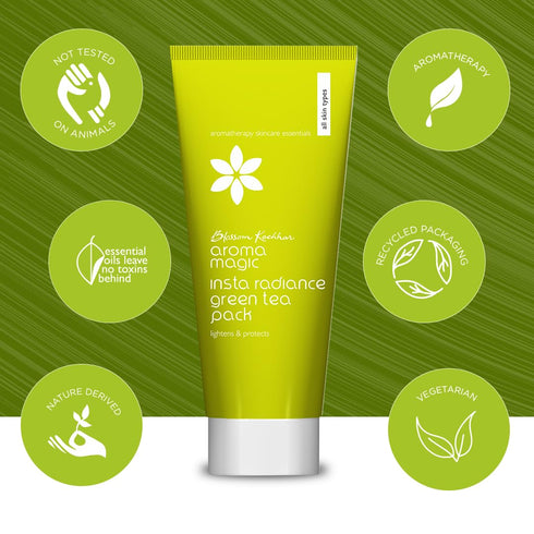 Insta Radiance Green Tea Face Pack, 3.53 Oz, Anti Aging Facial Mask for Natural Glow