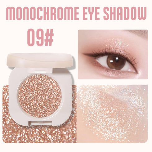 Monochrome Glittle Eyeshadow, Vegan Neutral Glittle Pressed Powder Single, Talc & Paraben Free, Moonstone (09)