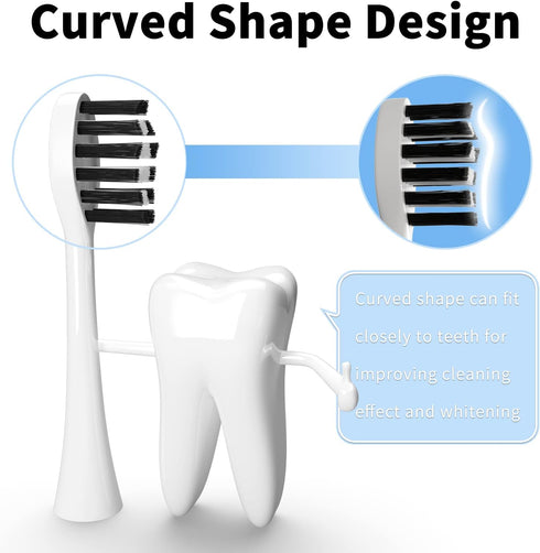Replacement Toothbrush Heads for Gleem Electric Toothbrush, W Shape Design, 10 Pack (White)