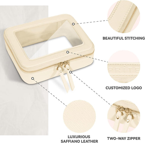 Clear Makeup Bag Cosmetic Organizer Case, Waterproof Travel Toiletry Bag with Golden Zipper