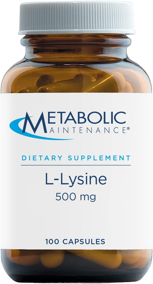 Metabolic Maintenance L-Lysine 500mg - Pure Amino Acid Supplement, Vegan, 100 Capsules
