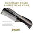Kent 81T Black Graphite X-Small Beard and Mustache Pocket Comb, Fine Toothed for Facial Hair Grooming, Hand-Made