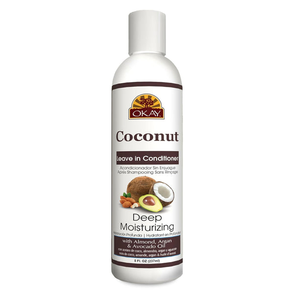Okay Coconut Leave In Conditioner - 8 Oz Hair Moisturizer for Women and Men, Natural Hair Product for Growth