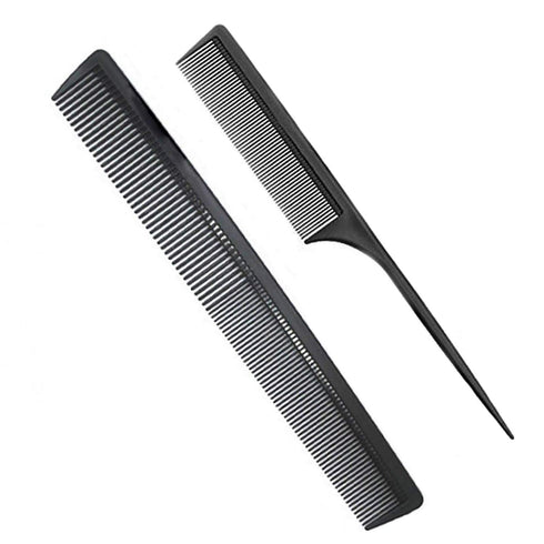 Professional Black Carbon Fiber Teasing Comb, Fine and Wide Tooth Hair Barber Comb for All Hair Types