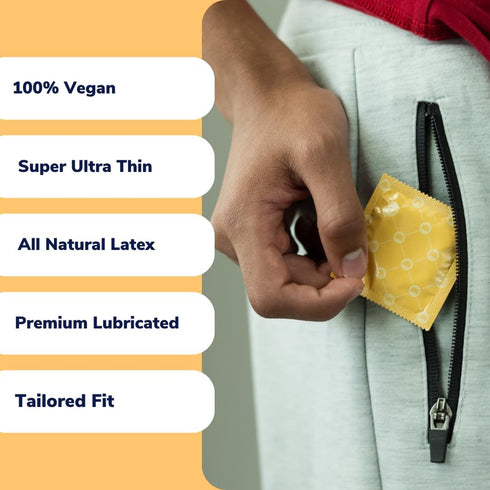 Pack 20 Count Royal Tailored Fit Ultra Thin Vegan Condoms - Premium Lubricated Condom - Unflavored Lubricant, Organic