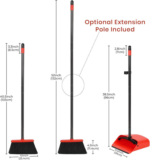 TreeLen Broom and Dustpan Set, 52 inch Broom and Dust Pan Combo for Home Cleaning