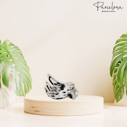 Parcelona French Paw Yoga Hair Claw Clip - White Black, Wide Side Slide In