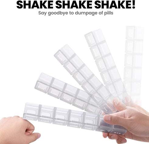Sukuos Extra Large Weekly Pill Organizer - 7 Day Daily Pill Box Case for Arthritis with Clear Lid for Vitamins (White)