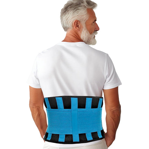 RiptGear Back Brace for Lower Back Pain Relief - Breathable Support for Men and Women, Ideal for Sciatica (Blue, Medium)