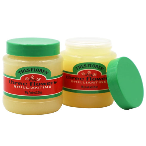 Three Flowers Solid Brilliantine Men Hair Styling Product, 2-Pack, 3.25 Oz Jars