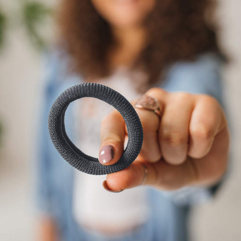 Large Hair Ties for Thick, Heavy or Curly Hair - Non-Slip, Non-Damage, Seamless Women's Ponytail Scrunchies - Dk Gray, 8 Pcs