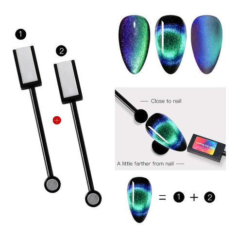 MEET ACROSS 9D Cat Eye Gel Nail Polish Set - 6 Colors Soak Off UV LED Light Magnetic Gel Kit with Free Magnet Stick