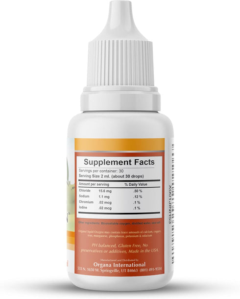 Liquid Oxygen Drops Supplement by Organa - 100% Pure Natural Liquid Oxygen Boost