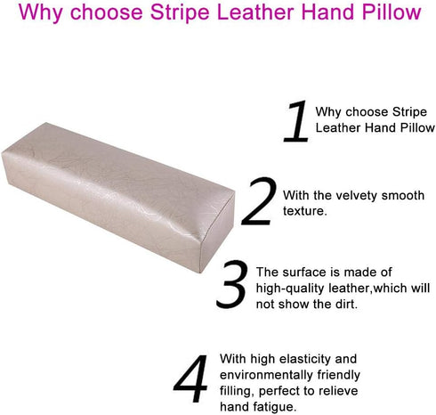 Nail Arm Rest for Acrylic Nail Art, Stripe Leather Soft Sponge Hand Rests Cushion for Manicure Care