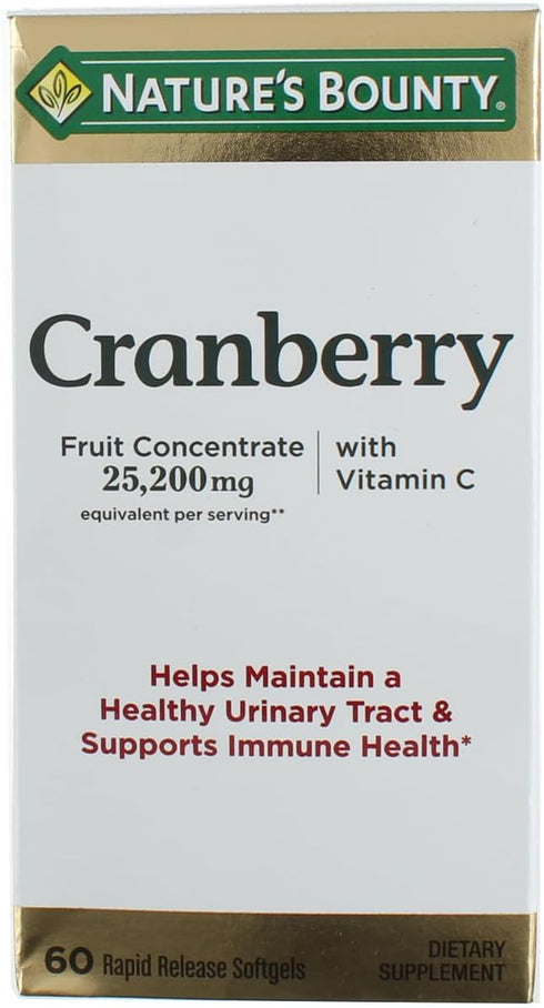 Nature's Bounty Cranberry Dietary Supplement, 60 Soft Gels, Pack of 3