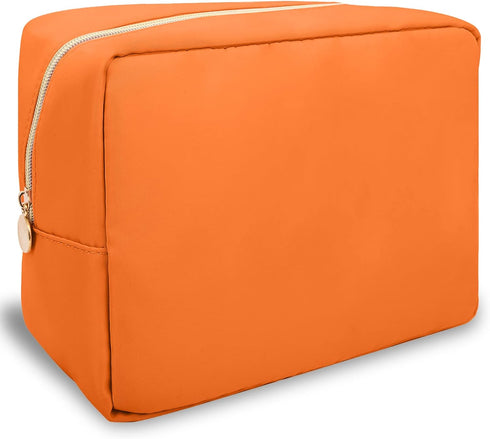 Nylon Large Travel Makeup Bag Pouch - Preppy Cute Cosmetic Zipper Organizer, Waterproof Toiletry Bag for Women Men