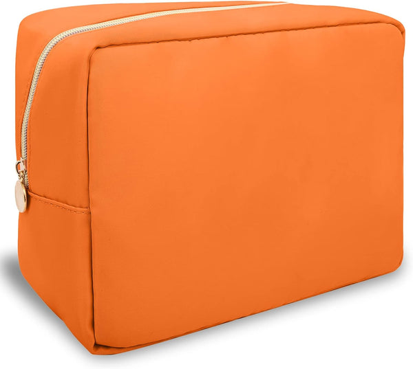 Nylon Large Travel Makeup Bag Pouch - Preppy Cute Cosmetic Zipper Organizer, Waterproof Toiletry Bag for Women Men