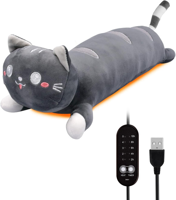 TEYOUAI 20" Grey Cat Heating Pad for Period Cramps USB Portable Electric 5