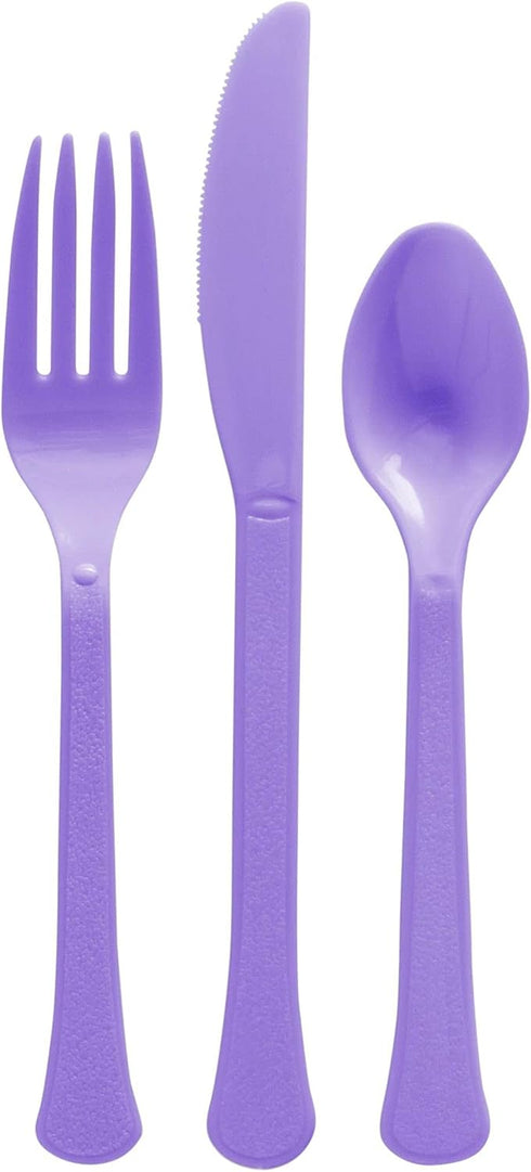 New Purple Heavy Weight Plastic Cutlery (200 Count) - Premium Disposable Sturdy Cutlery for Home and Occasions