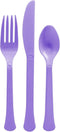 New Purple Heavy Weight Plastic Cutlery (200 Count) - Premium Disposable Sturdy Cutlery for Home and Occasions