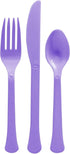 New Purple Heavy Weight Plastic Cutlery (200 Count) - Premium Disposable Sturdy Cutlery for Home and Occasions