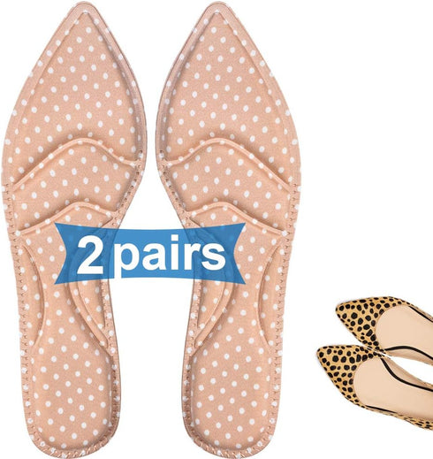 Shoe Inserts for Women - High Heel Insoles, 2 Pairs Beige, Breathable 5D Sponge Comfort Insoles for Pain Relief