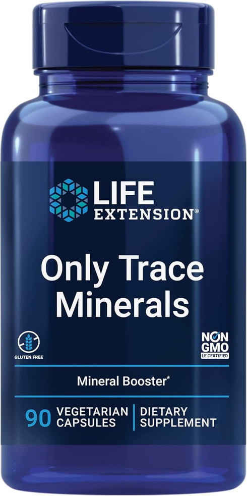 Life Extension Only Trace Minerals, 90 Capsules, Daily Dose of Zinc, Chromium, Boron, Copper, Gluten-Free, Non-GMO