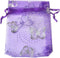 Zhiheng 100pcs Organza Wedding Party Gift Bags, Butterfly Drawstring Pouches for Jewelry Gift Favor (4"x6", Purple)
