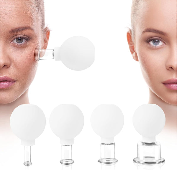 Meifuly Facial Cupping Set, 4 PCS Silicone Vacuum Suction Face Massage Cups,