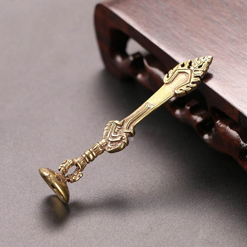 UCCKEYI Brass Retro Sword Carving Smoking Pipe Tamper Tobacco Tamping Tool Press Artware
