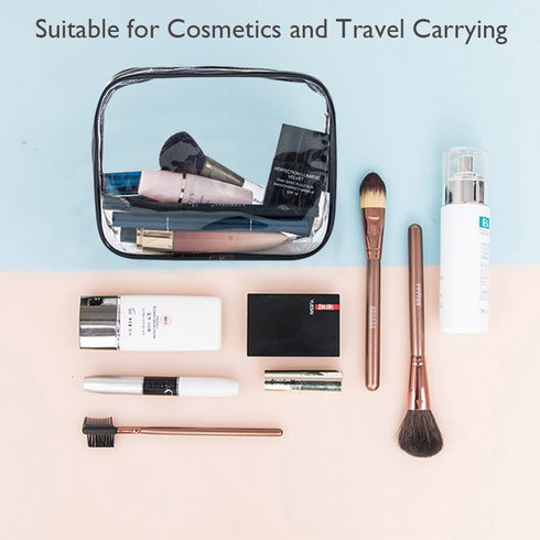 APREUTY Clear Makeup Bags, TSA Approved 6 Pcs Cosmetic Makeup Bags Set Clear PVC with Zipper Handle Portable Travel Luggage Pouch Airport Airline Vacation Organization (Clear)