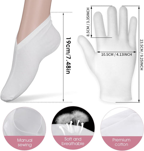 Sibba 2 Pairs Moisturizing Gloves and Socks Touch Screen Moisturizing Gloves for Overnight Bedtime Heal Eczema Sleeping Lotion Hand Spa Treatment Gloves Socks Repair Rough Cracked Dry Chapped Skin