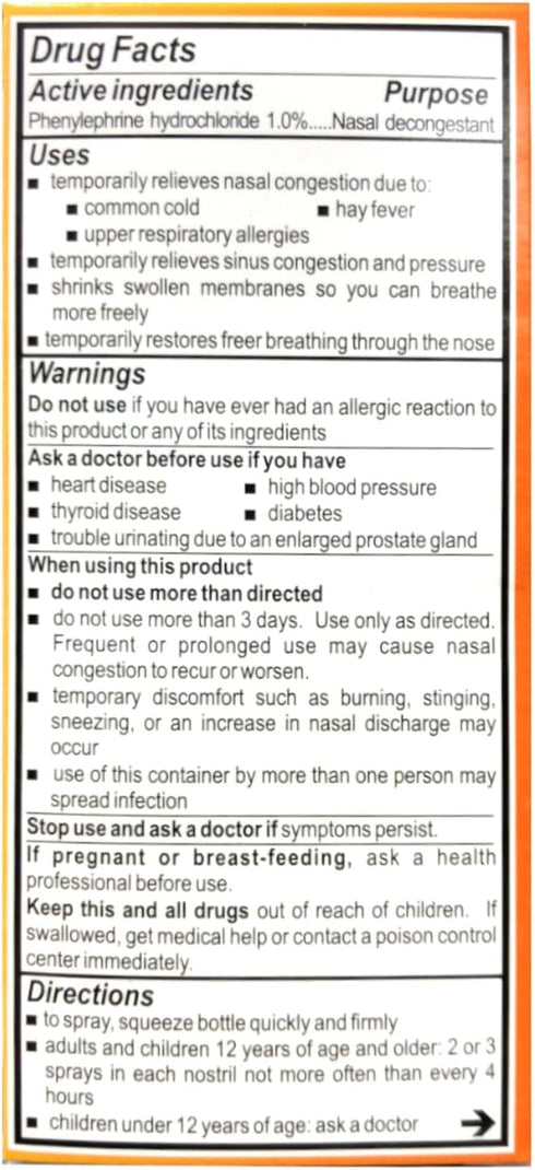 Neo-Synephrine Nasal Spray, Extra Strength Formula, 0.50 Ounces Each, Value Pack of 4