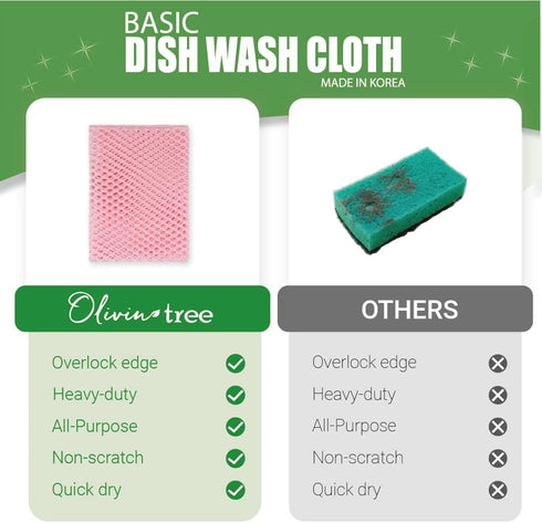 Olivia Tree 5PCS Innovative Dish Washing Net Cloths, Quick Dry Scourer, Perfect Scrubber for Dishes 11" x 11"