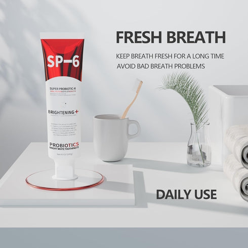 SP-6 6 4.9Oz (1) Probiotic Whitening Toothpaste - Enhanced Formula with Probiotics for Teeth Whitening and Gum Health