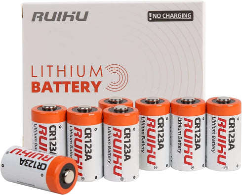 CR123A Lithium Battery 10 Pack 3V 1500mAh Lithium Manganese Dioxide for Flashlight Alarm