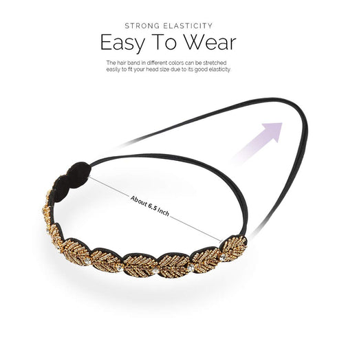 Teenitor 5pcs Rhinestone Beaded Headbands, No Slip Jeweled Hair Wraps for Women and Girls