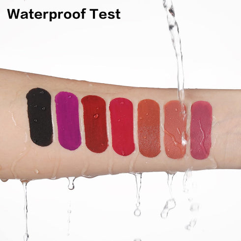 QiBest 7Pcs Matte Liquid Lipstick with 1Pcs Lip Plumper Makeup Set, Waterproof Long Lasting Lip Kit
