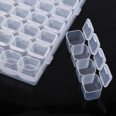Adjustable 28 Slots Clear Plastic Medicine Pill Jewelry Organizer Box, Suitable for Pills and Earrings