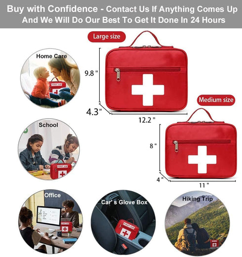 Gatycallaty Empty First Aid Bag - Medium Emergency Treatment Medical Multi-Pocket for Home Office Car Traveling Hiking