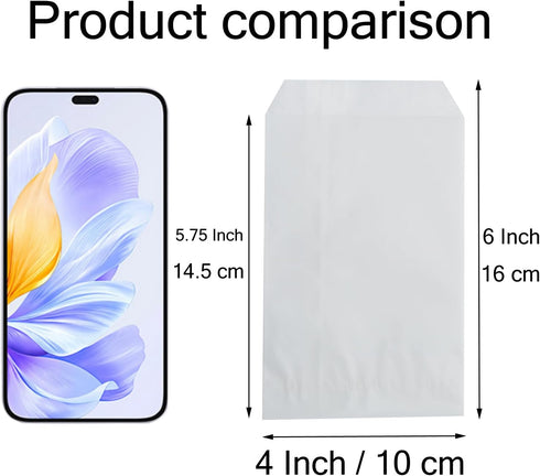 FOCCIUP 100 Pcs Small Flat Paper Bags, 4x6 Inch Semi-Transparent Glassine Bags for Party Favors