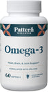 Pattern Wellness Omega 3 Softgels, Pure Fish Oil for Brain, Heart & Joint Support, Non-GMO & Lab Tested