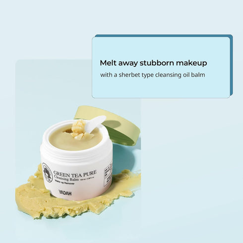 YADAH Green Tea Cleansing Balm (3.38fl oz), Makeup Remover, Moisturizing, Residue-Free, Vegan, Hypoallergenic Korean