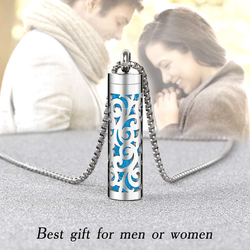 Essential Oil Necklace for Women, 316L Stainless Steel Aromatherapy Pendant Diffuser Jewelry Gift for Men Women
