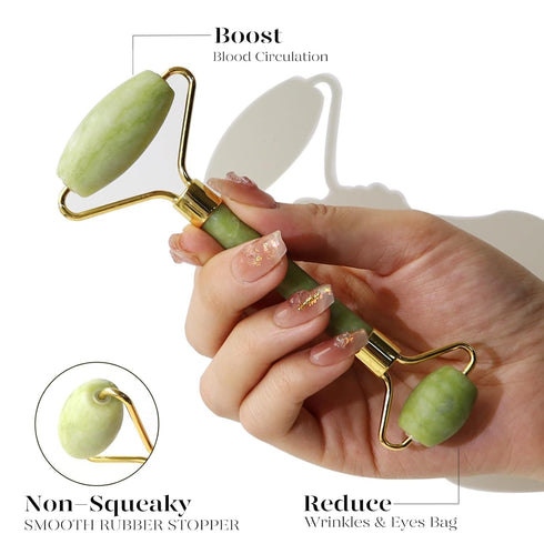 BAIMEI Jade Roller & Gua Sha - Facial Beauty Roller Skin Care Tools, Self Care Gift for Men & Women