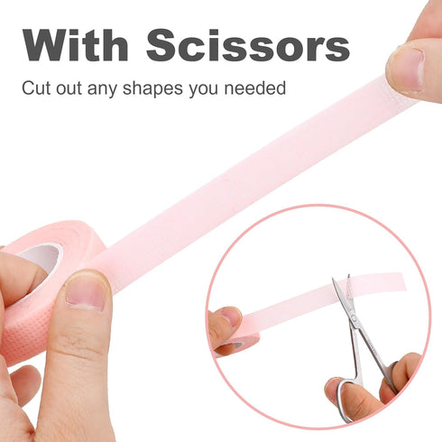 6 Rolls Lash Tape, Makeup Adhesive Tape for Eyeshadow, 1/2''x9.8 Yards with Eyebrow Scissors (Pink)