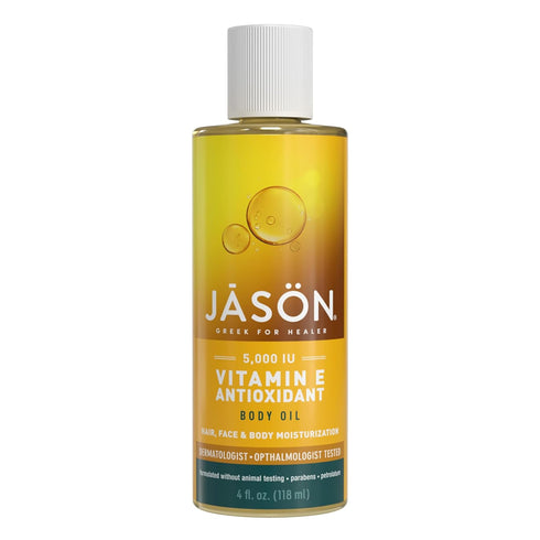 JASON Vitamin E 5,000 IU Moisturizing Body Oil for Hair, Face, and Body, 4 Fluid Ounces
