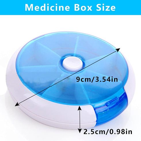 INVODA Rotating Weekly Pill Dispenser, 7 Day 3 Times Medicine Pill Planner with 7 Compartments, Blue