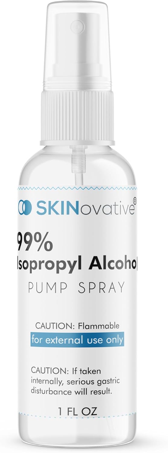 SKINovative 99% Isopropyl Alcohol Spray Disinfectant, Derma Roller Cleansing Spray, Microneedling Cleaning, Portable